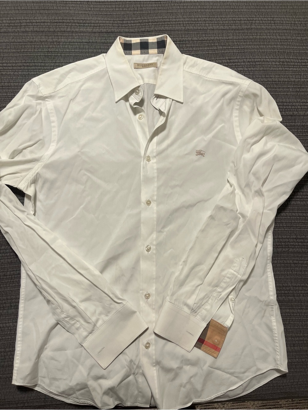 Burberry Men’s White Long-Sleeve Dress Shirt